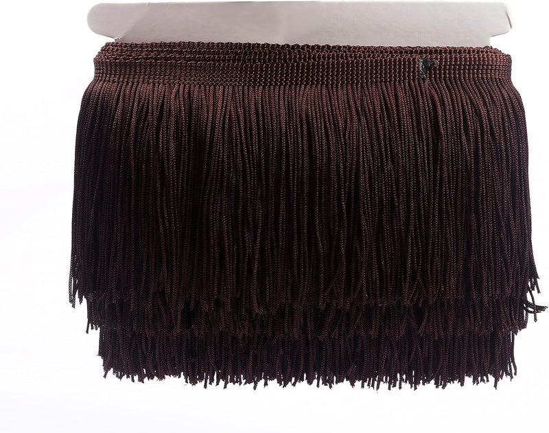 YYCRAFT 10 Yards 4 Inch Wide Tassel Curtain Fringe Trim by The Yard for DIY Sewing Crafts Clothing Curtains Decoration-Chocolate - Image 1